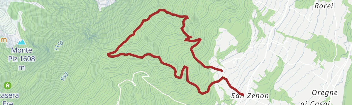 Route map: Green Loop (San Zenon - Cadini del Brentaz)